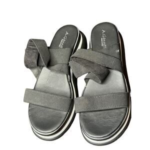 A Giannetti Women Sandals Platform Wedge‎ Open Toe Elastic Straps Gray Size 9.5